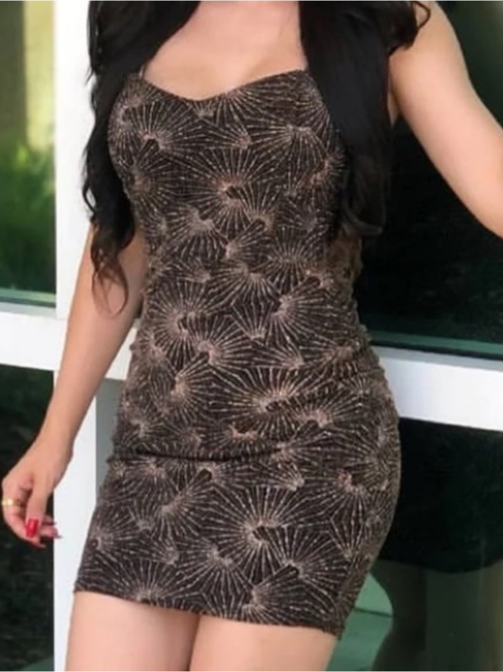 Sabora Black and Gold Glitter Burst Mini Dress